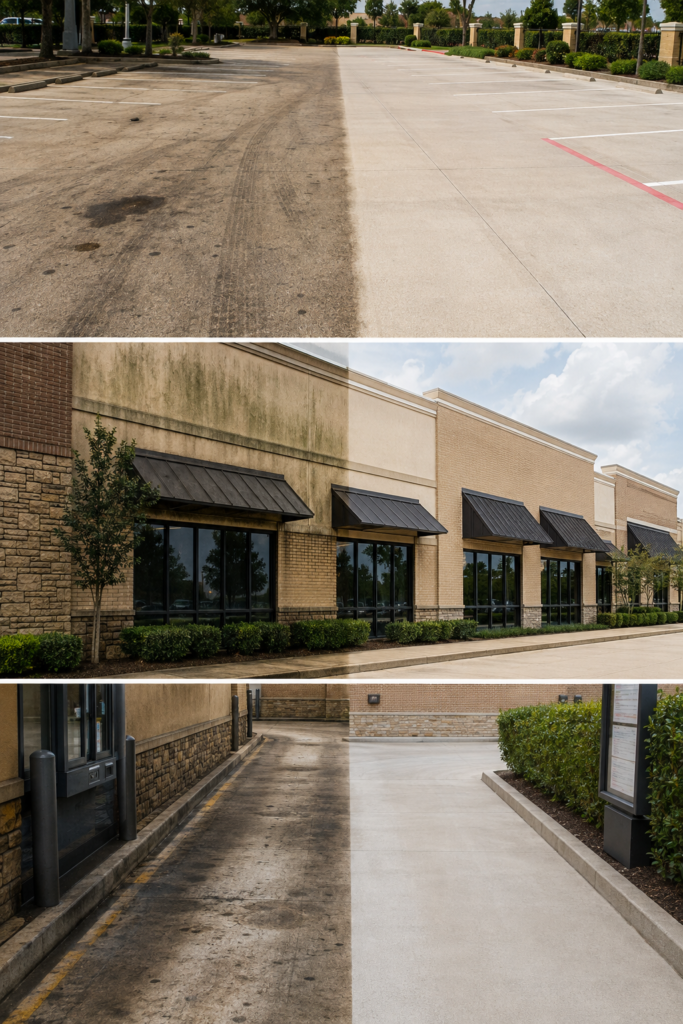 Before and After Commercial Pressure Washing in Shreveport